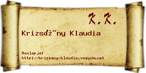 Krizsány Klaudia névjegykártya